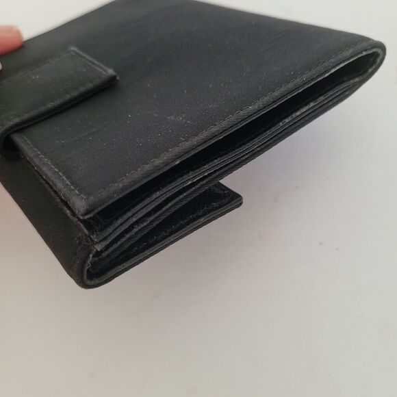 PRADA Vintage Tessuto Nero Black Nylon Leather Logo Plate Wallet Small Bifold - Picture 13 of 13